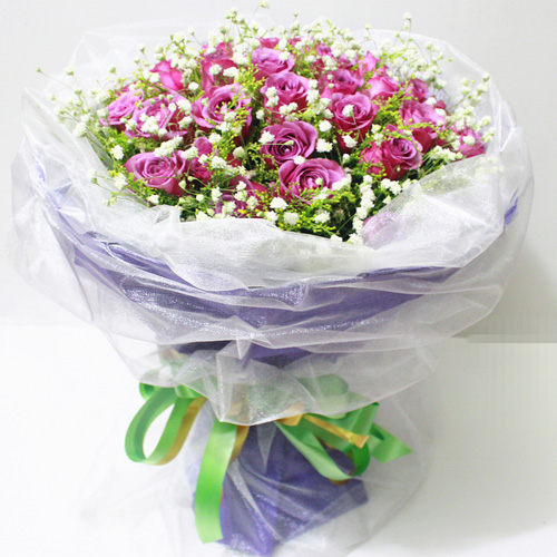 伴你久久-33朵紫玫瑰 花束