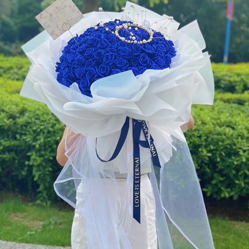 蜜戀-99枝藍色妖姬（染色藍色妖姬）