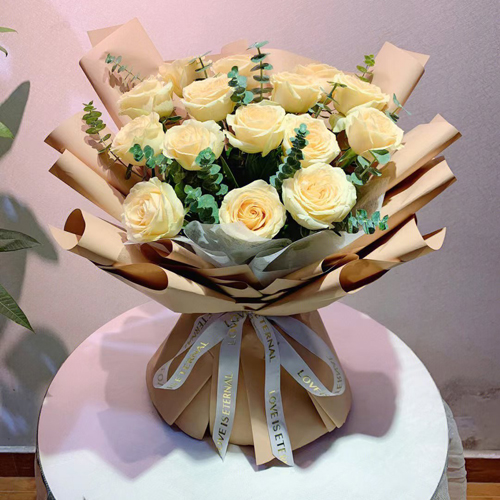 相敬如賓-13朵香檳玫瑰 花束