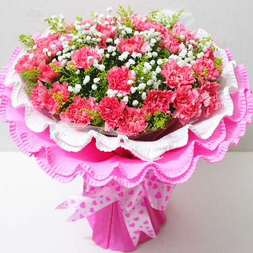 幸福萬(wàn)年長(zhǎng)-33朵粉色康乃馨 花束